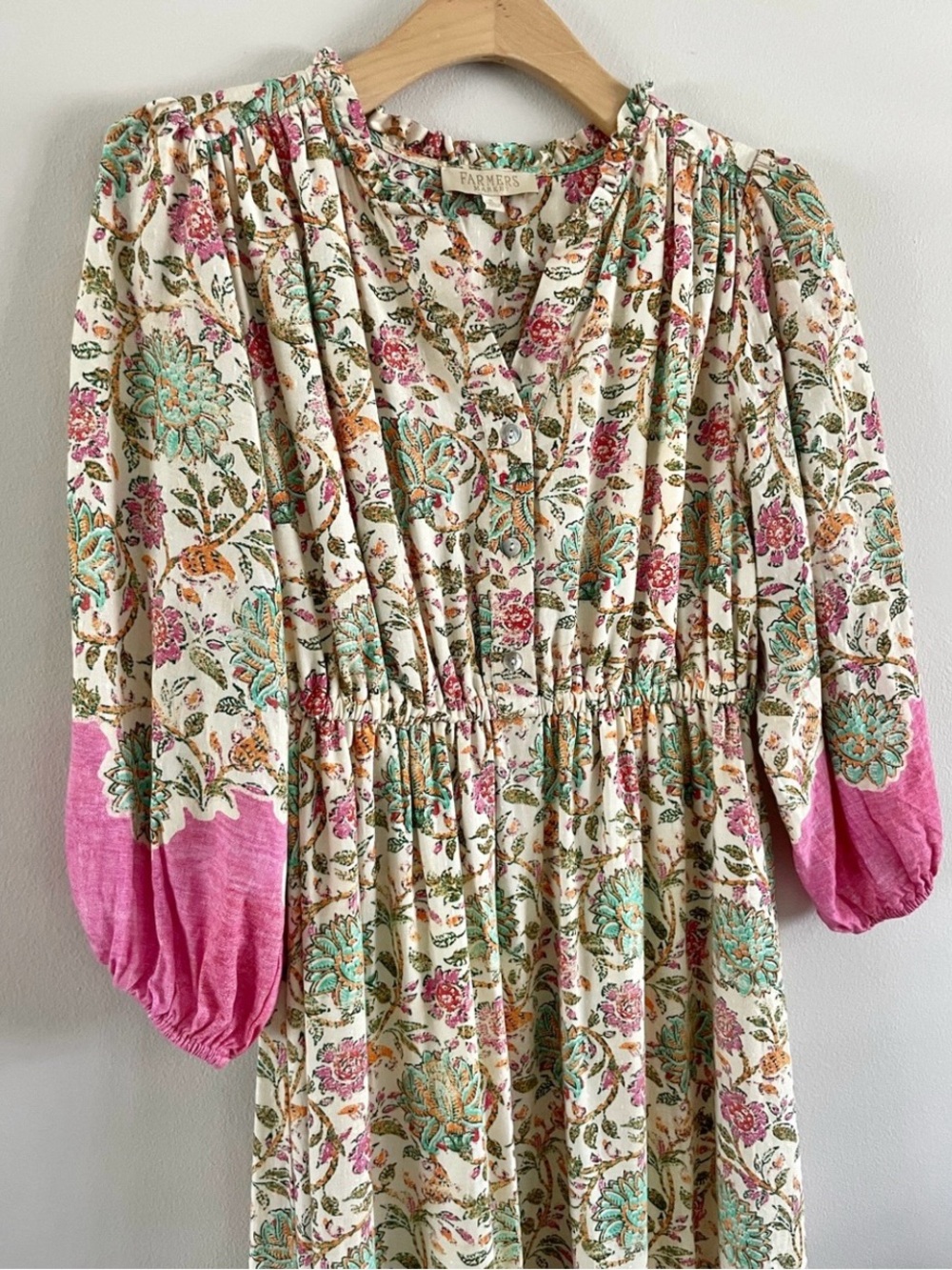 Farmers Market Floral Tiered Maxi Midi Dress Boho Prairie Cottage World Market - Picture 4 of 6